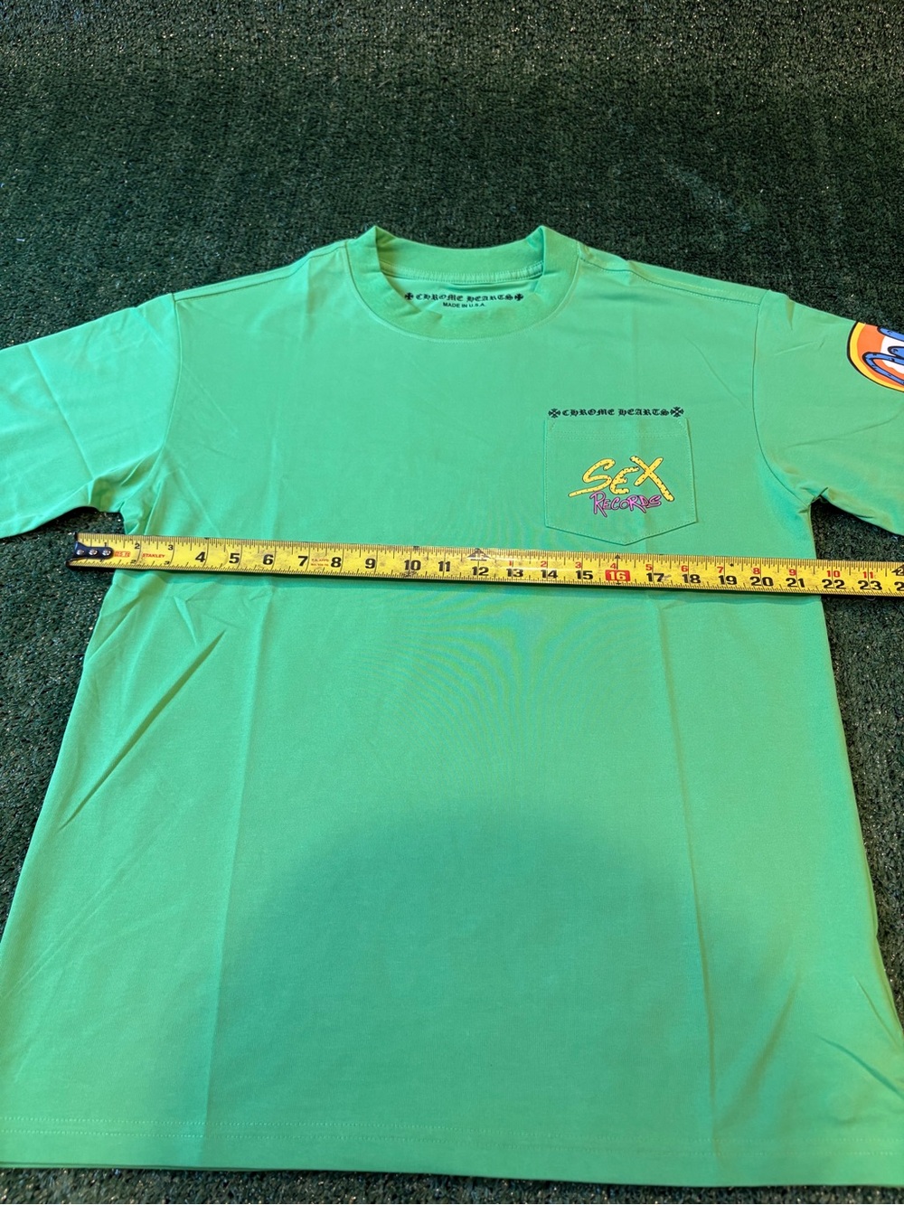 Chrome Hearts Green Pocket Tee with Yellow & Pink Graphic - Picture 6 of 9